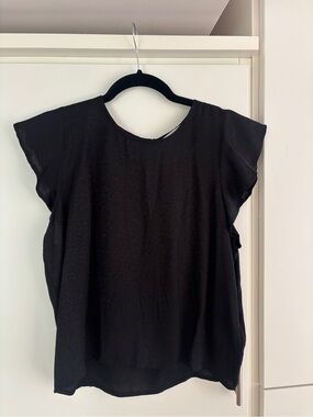 ba&sh Black Flutter Sleeve Blouse